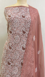 将图像加载到图库查看器中, Parizia Women's Lucknowi Handcrafted Faux-Georgette Chikankari Suit Material - HONC0196185