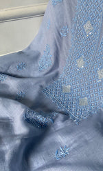 Load image into Gallery viewer, Women's Lakhnavi Handcrafted Mul Chanderi Unstitched Chikankari Full Suit Material - HONC0328131