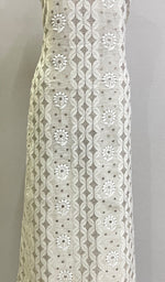 将图像加载到图库查看器中, Women's Lakhnavi Handcrafted Tissue Chanderi Chikankari Unstitched Kurti Fabric - HONC0155604