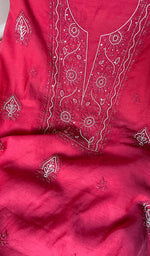 将图像加载到图库查看器中, Women's Lakhnavi Handcrafted Mul Chanderi Chikankari Full Suit Material - HONC0271165