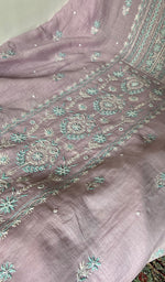 将图像加载到图库查看器中, Women's Lakhnavi Handcrafted Mul Chanderi Unstitched Chikankari Full Suit - HONC0371974