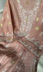 Load image into Gallery viewer, Women's Lakhnavi Handcrafted Mul Chanderi Semi - stitched Anarkali And Dupatta Set- HONC0302887