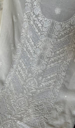 将图像加载到图库查看器中, Women's Lakhnavi Handcrafted Mul Chanderi Unstitched Kurta And Dupatta Set - HONC0282223