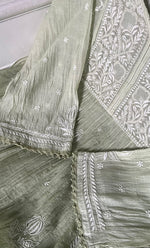 将图像加载到图库查看器中, Izana Women's Lakhnavi Handcrafted Mul Chanderi Semi - stitched Chikankari Full Suit Material - HONC0333507
