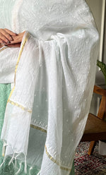 将图像加载到图库查看器中, Women's Lakhnavi Handcrafted Mul Chanderi Chikankari Dupatta - HONC0324055