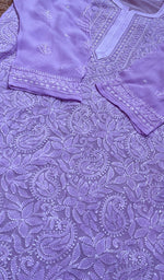将图像加载到图库查看器中, Women's Lakhnavi Handcrafted Viscose Georgette Chikankari Kurti- HONC0276116