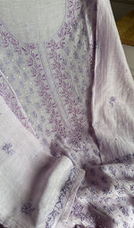 Load image into Gallery viewer, Saziya Women's Lakhnavi Handcrafted Mul Chanderi Semi - Stitched Kurta And Dupatta Set - HONC0253599