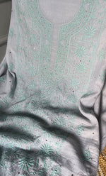 Load image into Gallery viewer, Women's Lakhnavi Handcrafted Maheshwari Mul Chanderi Unstitched Kurta And Dupatta Set - HONC0296495