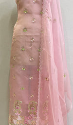 将图像加载到图库查看器中, Women's Lakhnavi Handcrafted Pure Organza Chikankari Unstitched Kurta And Dupatta Set- HONC0139598