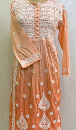 将图像加载到图库查看器中, Zulekha Women's Lucknowi Handcrafted Printed Cotton Chikankari Gown - HONC0150415