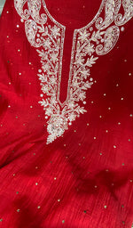 Load image into Gallery viewer, Women's Lakhnavi Handcrafted Mul Chanderi Unstitched Chikankari Full Suit - HONC0362593