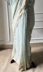 将图像加载到图库查看器中, Women's Lakhnavi Handcrafted Chanderi Silk Chikankari Saree - HONC0312050