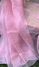 将图像加载到图库查看器中, Women's Lucknowi Handcrafted Pure Organza Silk Chikankari SAREE - HONC0267030