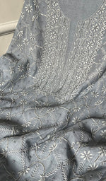 Load image into Gallery viewer, Women's Lucknowi Handcrafted Chanderi Silk Chikankari Kurta Dupatta Set - HONC095944