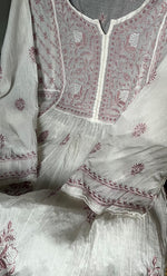 Load image into Gallery viewer, Women's Lakhnavi Handcrafted Mul Chanderi Semi - Stitched Kurta And Dupatta Set - HONC0274489