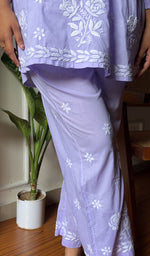 Load image into Gallery viewer, Women's Lakhnavi Handcrafted Cotton Chikankari Short Kurta And Palazzo Set - HONC0290430