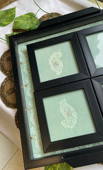 Load image into Gallery viewer, Handcrafted Chikankari Embroidered Wooden Coaster Set – (Set of 4) - HONC0313508