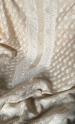 Load image into Gallery viewer, Lucknowi Handcrafted Munga Silk Chikankari Unstitched Unisex Kurta Fabric - HONC0320842