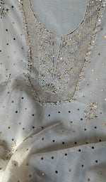 将图像加载到图库查看器中, Women's Lakhnavi Handcrafted Mul Chanderi Unstitched Kurta And Dupatta Set - HONC0295188