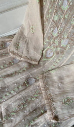 将图像加载到图库查看器中, Women's Lucknowi Handcrafted Mul Chanderi Semi - stitched Chikankari Anarkali Full Set - HONC0371981