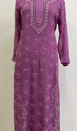 Load image into Gallery viewer, Women's Lakhnavi Handcrafted Viscose Georgette Chikankari Kurti - HONC0144364
