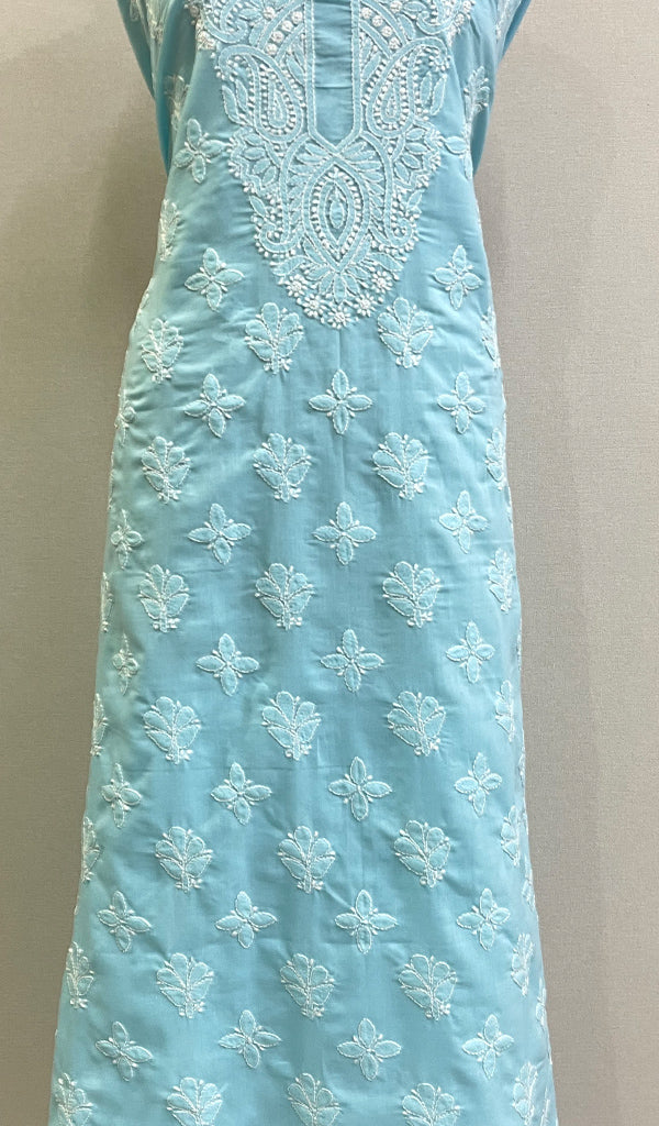 Women's Lakhnavi Handcrafted Cotton Chikankari Unstitched Kurti Fabric - HONC0195812