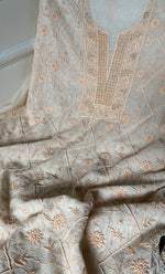 Load image into Gallery viewer, Mehr Women's Lakhnavi Handcrafted Maheshwari Mul Chanderi Unstitched Kurta And Dupatta Set - HONC0278923