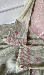 Load image into Gallery viewer, Women's Lakhnavi Handcrafted Mul Chanderi Unstitched Chikankari Full Suit - HONC0284754