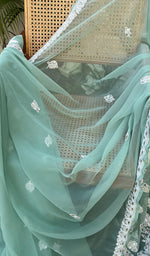 将图像加载到图库查看器中, Women's Lucknowi Handcrafted Faux-Georgette Chikankari Saree - HONC0195491