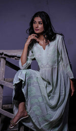 将图像加载到图库查看器中, Sabana Women's Lucknowi Handcrafted Muslin Chikankari Anarkali Dress - HONC025404