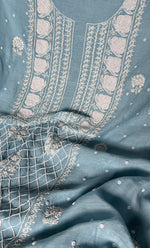 Load image into Gallery viewer, Women's Lakhnavi Handcrafted Mul Chanderi Unstitched Kurta And Dupatta Set - HONC0307416