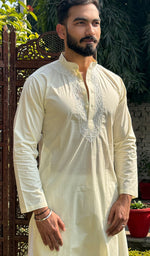 Load image into Gallery viewer, Men's Lucknowi Handcrafted Cotton Chikankari Kurta -  HONC0115475