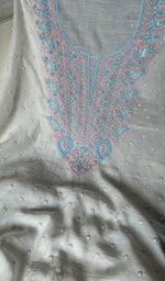 Load image into Gallery viewer, Junoon Women's Lakhnavi Handcrafted Mul Chanderi Unstitched Kurta And Dupatta Set - HONC0278280