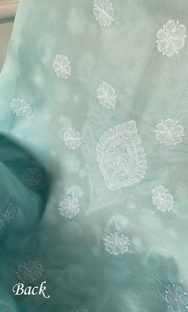 Women's Lakhnavi Handcrafted Cotton Chikankari Unstitched Kurti Fabric - HONC0318474