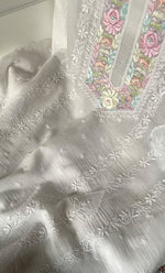 Load image into Gallery viewer, Women's Lakhnavi Handcrafted Unstitched Cotton Chikankari Kurta Dupatta Set - HONC0326100