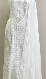 Load image into Gallery viewer, Women's Lakhnavi Handcrafted Muslin Chikankari Kurta And Dupatta Set - HONC0108139