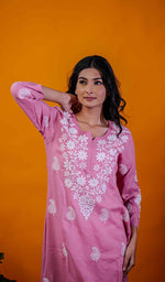 Load image into Gallery viewer, Reet Women's Lucknowi Handcrafted Modal Cotton Chikankari Kurti - HONC0211952