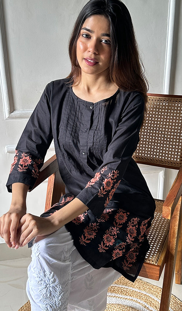 Women's Lucknowi Handcrafted Cotton Chikankari Top - HONC0297381