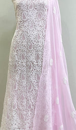 将图像加载到图库查看器中, Women's Lucknowi Handcrafted Faux-Georgette Chikankari Suit Material - HONC0194814