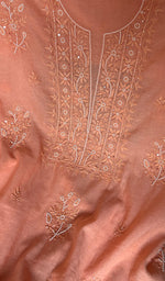Load image into Gallery viewer, Women's Lakhnavi Handcrafted Mul Chanderi Chikankari Full Suit Material - HONC0271175