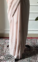 将图像加载到图库查看器中, Women's Lakhnavi Handcrafted Viscose Georgette Chikankari Saree - HONC0317907