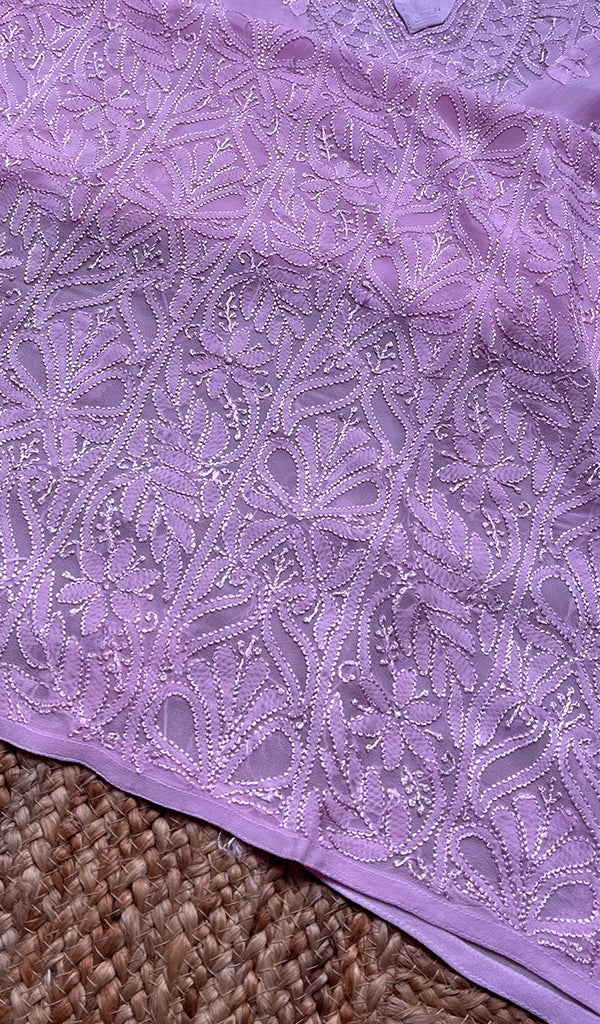 Women's Lakhnavi Handcrafted Viscose Georgette Chikankari Kurti- HONC0276129