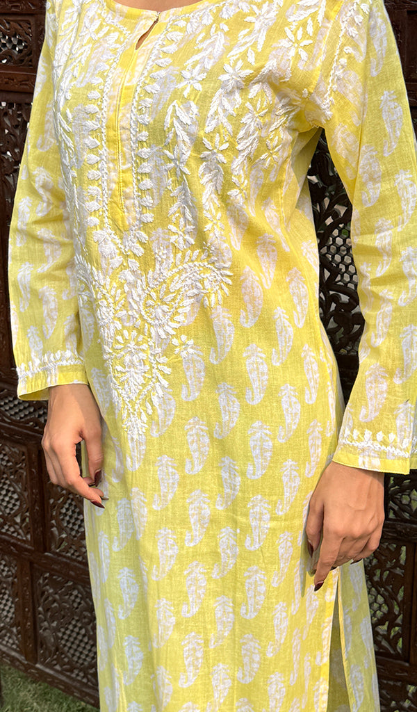 Sona Women's Lucknowi Handcrafted Cotton Chikankari Kurti - HONC0203617