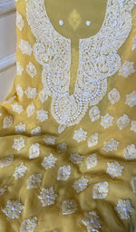 Load image into Gallery viewer, Women's Lucknowi Handcrafted Faux-Georgette Chikankari Suit Material - HONC0263003