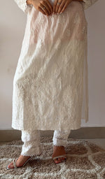 将图像加载到图库查看器中, Women's Lucknowi Handcrafted Mul Chanderi Stitched Chikankari Kurta And Plazzo Set- HONC0378810