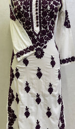 Load image into Gallery viewer, Women's Lucknowi Handcrafted Mul Cotton Chikankari Kurti- HONC0151125