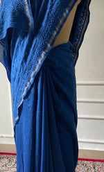 Load image into Gallery viewer, Women's Lakhnavi Handcrafted Chanderi Silk Chikankari Saree - HONC0340411