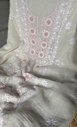 Load image into Gallery viewer, Women's Lakhnavi Handcrafted Mul Chanderi Unstitched Kurta And Dupatta Set- HONC0307470