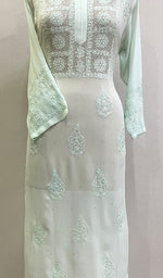 将图像加载到图库查看器中, Sadaf Women's Lakhnavi Handcrafted Viscose Georgette Chikankari Kurti - HONC0174144