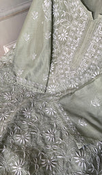Load image into Gallery viewer, Women's Lakhnavi Handcrafted Chanderi Silki Semi - Stitched Kurta And Dupatta Set - HONC0371447